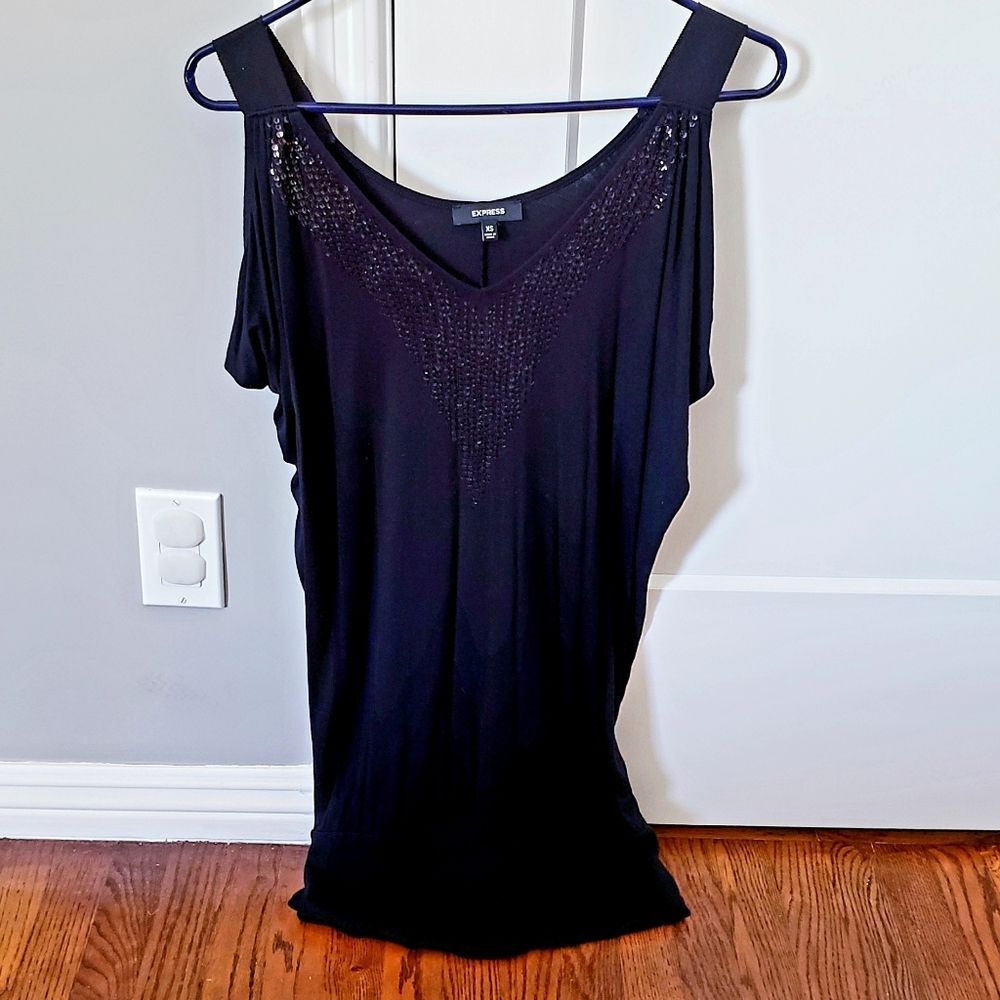 Express Black Sequined Mini Dress